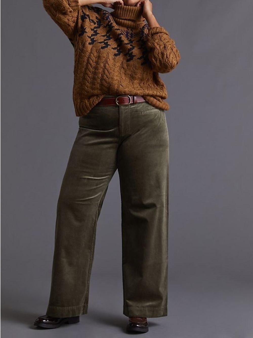 Maeve by Anthropologie Colette Corduroy Wide-Leg Pants in Moss - Picture 6 of 11